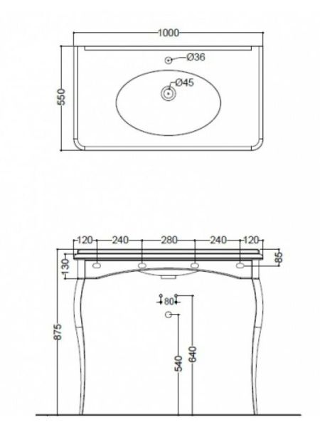 Консоль под раковину Kerasan Retro 736090 cr 100 см